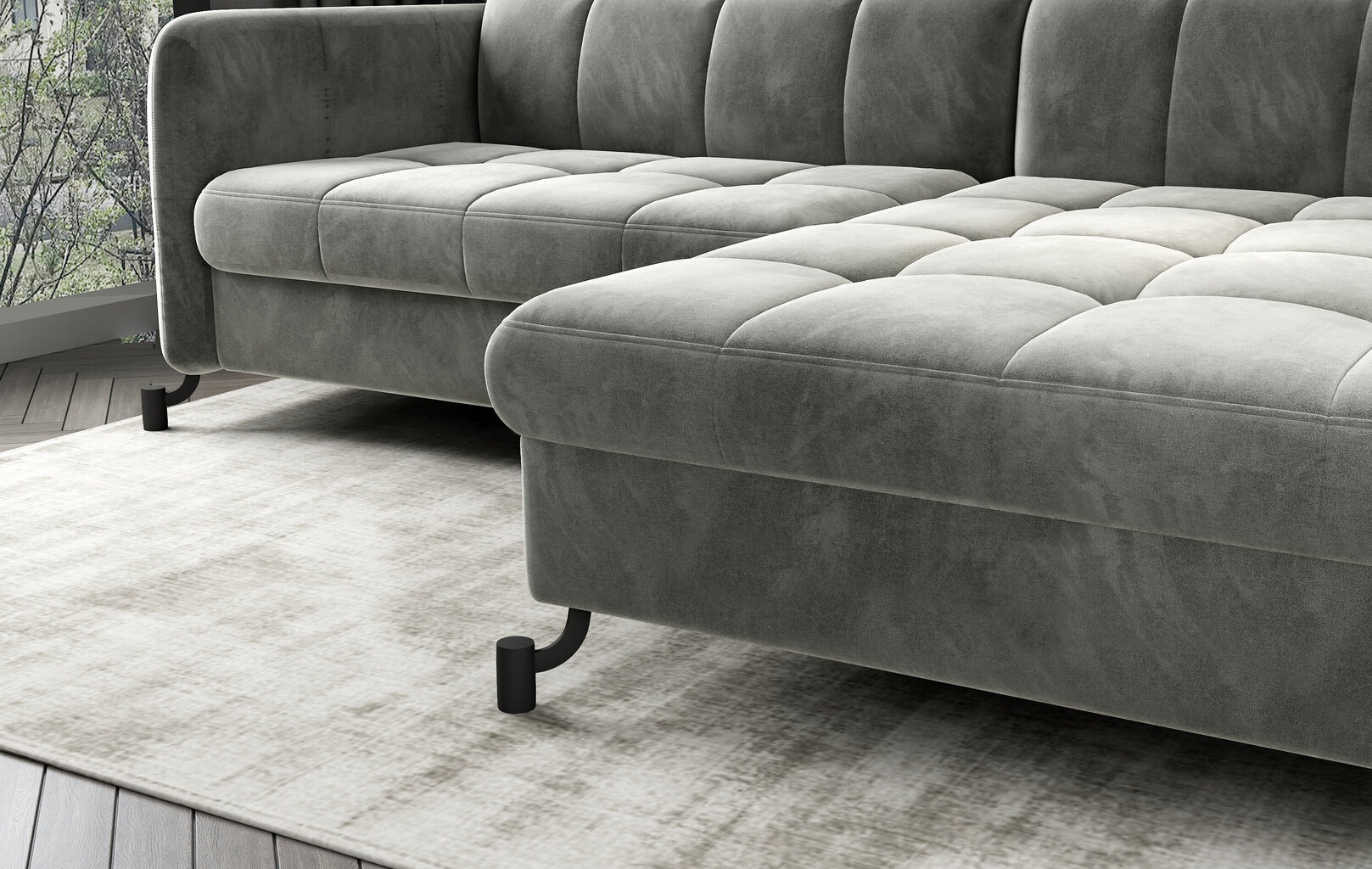 Mīksts stūra dīvāns NORE Lorelle 86, smilšu krāsa cena un informācija | Stūra dīvāni | 220.lv