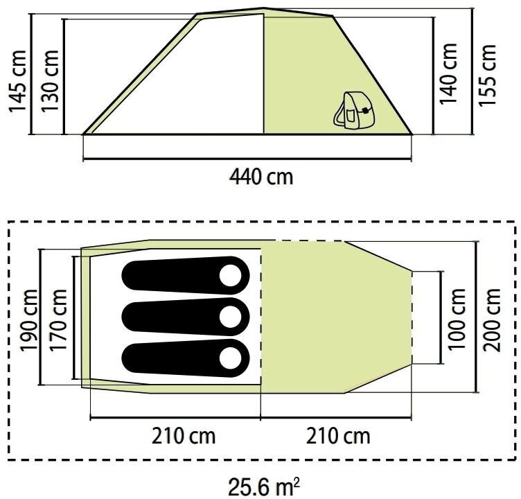 Telts Coleman Tasman 3 Plus, zaļa cena un informācija | Teltis | 220.lv