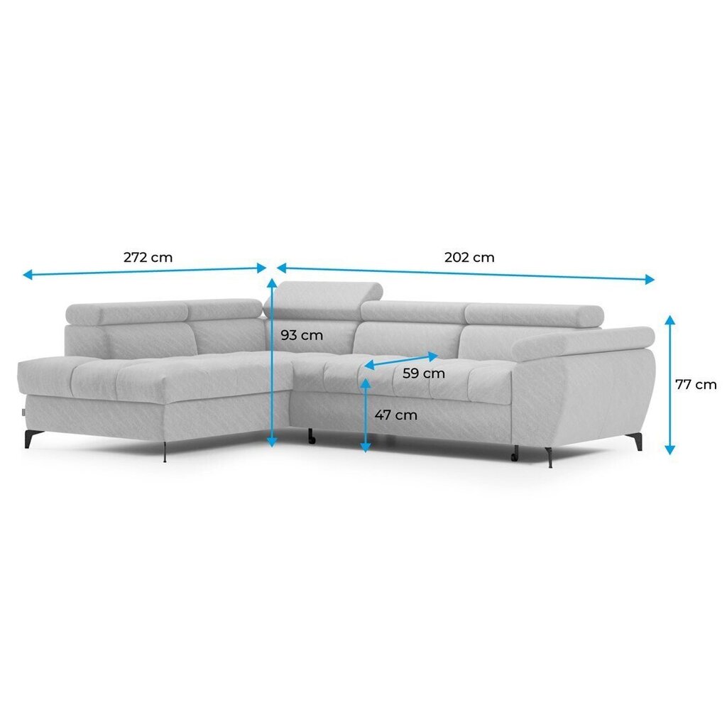 Stūra dīvāns Homede Ferla, zils cena un informācija | Stūra dīvāni | 220.lv