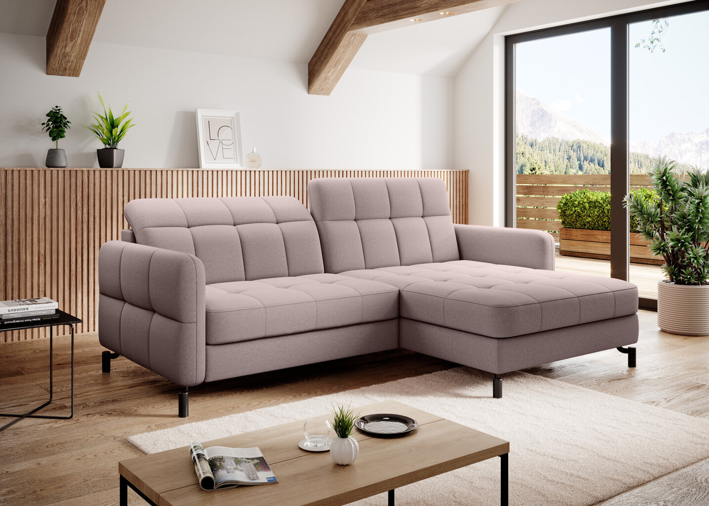 Stūra dīvāns NORE Lorelle 103, rozā цена и информация | Stūra dīvāni | 220.lv