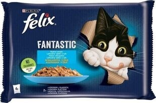 Nestle FELIX .4x85g Fantastiska zivju garša ar dārzeņiem, želejveida lasis ar cukini, forele ar zaļajām pupiņām / 12 cena un informācija | Konservi kaķiem | 220.lv