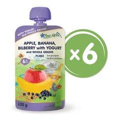 "Ābolu, banānu, melleņu ar jogurtu" bioloģiskais biezenis FLEUR ALPINE, no 6 mēnešiem, 120 g x 6 cena un informācija | Biezeņi | 220.lv