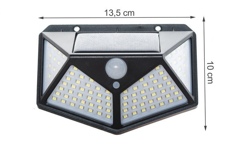 LED prožektors ar 100LED kustības sensoru 13.5x10CM 7W saules panelis cena un informācija | Āra apgaismojums | 220.lv