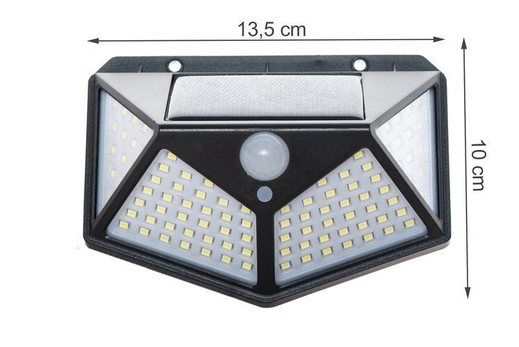 LED prožektors ar 100LED kustības sensoru 13.5x10CM 7W saules panelis цена и информация | Āra apgaismojums | 220.lv