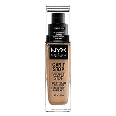 Šķidrā grima bāze Can't Stop Won't Stop NYX (30 ml): Krāsa - classic tan cena un informācija | Grima bāzes, tonālie krēmi, pūderi | 220.lv