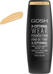 Šķidrā grima bāze X-Ceptional Wear Gosh Copenhagen (35 ml): Krāsa - 16-golden cena un informācija | Grima bāzes, tonālie krēmi, pūderi | 220.lv