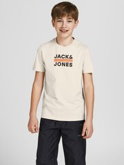 Детская футболка Jack & Jones 12214074*01, бежевая 5715225210206 цена и информация | Рубашки для мальчиков | 220.lv