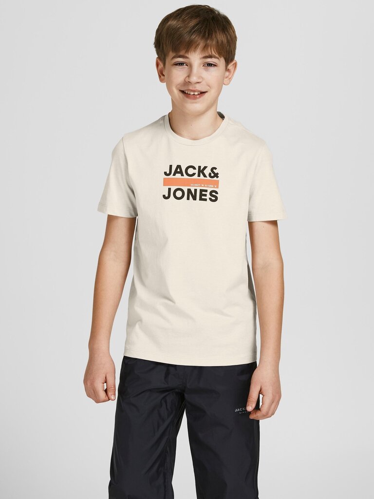Jack & Jones bērnu T-krekls 12214074*01, beež 5715225210206 cena un informācija | Zēnu krekli | 220.lv