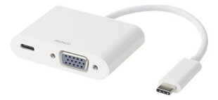 Deltaco USB-C адаптер, VGA , USB-C, 60W USB-C PD, Белый цена и информация | Адаптеры и USB разветвители | 220.lv