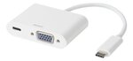 Deltaco USB-C adapteris, VGA , USB-C, 60W USB-C PD, Balts