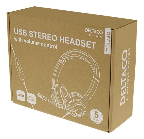 Deltaco Office USB Stereo Black cena un informācija | Austiņas | 220.lv