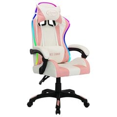 vidaXL biroja krēsls, RGB LED gaismas, rozā un melna mākslīgā āda cena un informācija | Biroja krēsli | 220.lv