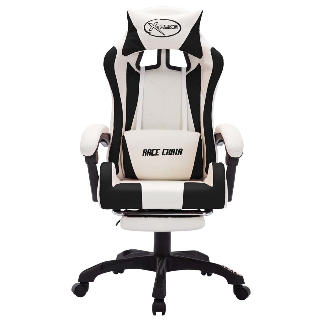 vidaXL biroja krēsls, RGB LED gaismas, melna un balta mākslīgā āda cena un informācija | Biroja krēsli | 220.lv