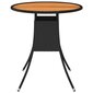 vidaXL dārza galds, Ø70 cm, melna PE rotangpalma, akācijas masīvkoks cena un informācija | Dārza galdi | 220.lv