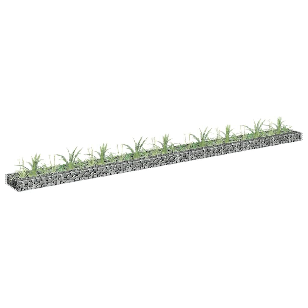 vidaXL gabions, augstā puķu kaste, cinkots tērauds, 360x30x10 cm cena un informācija | Puķu podi | 220.lv