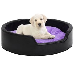 vidaXL suņu gulta, melna ar violetu, 99x89x21 cm, plīšs, mākslīgā āda cena un informācija | Suņu gultas, spilveni, būdas | 220.lv