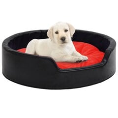vidaXL suņu gulta, melna ar sarkanu, 99x89x21 cm, plīšs, mākslīgā āda cena un informācija | Suņu gultas, spilveni, būdas | 220.lv