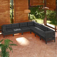 Комплект садовой мебели vidaXL, с подушками, 7 предметов, черный цена и информация | Комплекты уличной мебели | 220.lv