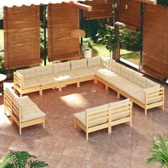 vidaXL 13-daļīgs dārza mēbeļu komplekts ar krēmkrāsas matračiem, koks цена и информация | Комплекты уличной мебели | 220.lv