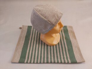 Komplekts: pirts cepure un lina raupja auduma masāžas/rīvēšanās dvielis 50cm x 145cm cena un informācija | Pirts lietas | 220.lv