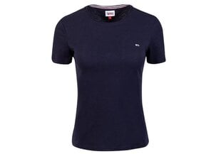 Женская футболка Tommy Hilfiger TJW JERSEY, облегающая, с вырезом, темно-синяя, DW0DW09194 C87 28001 цена и информация | Женские футболки | 220.lv