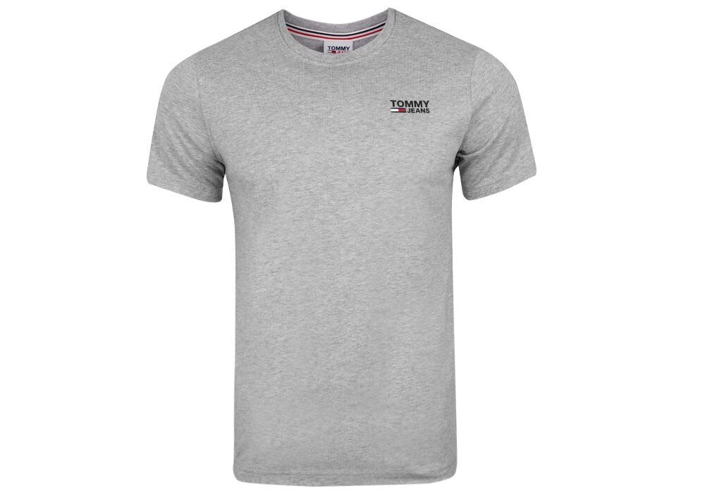 T-krekls vīriešiem Tommy Hilfiger TJM REGULAR CORP, ar logotipu, ar izgriezumu, pelēks, DM0DM09588 P01 28 032 цена и информация | Vīriešu T-krekli | 220.lv