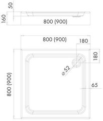 Акриловый поддон Vento Tivoli 90X90X16 цена и информация | Душевые поддоны | 220.lv