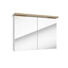 Зеркальный шкафчик Stilla Deftrans 80cm белый + дуб с подсветкой цена и информация | Шкафчики для ванной | 220.lv