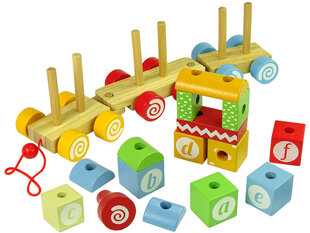 Koka vilciens ar virvi - ABC burtu formas cena un informācija | Rotaļlietas zīdaiņiem | 220.lv