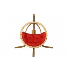 Деревянное подвесное кресло Swing Pod с подставкой + красная подушка цена и информация | скамейка со столиком | 220.lv