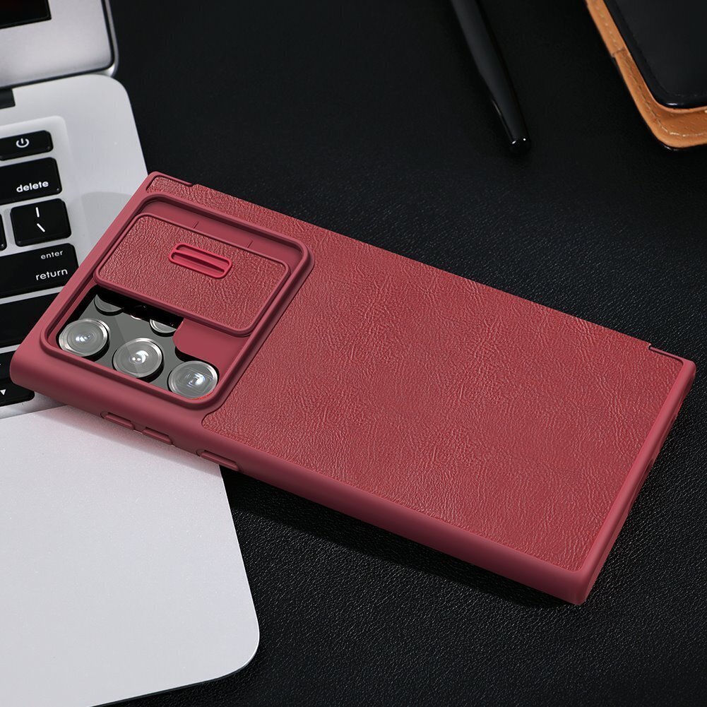 Nillkin Qin Book PRO Case for Samsung Galaxy S22 Ultra Red цена и информация | Telefonu vāciņi, maciņi | 220.lv