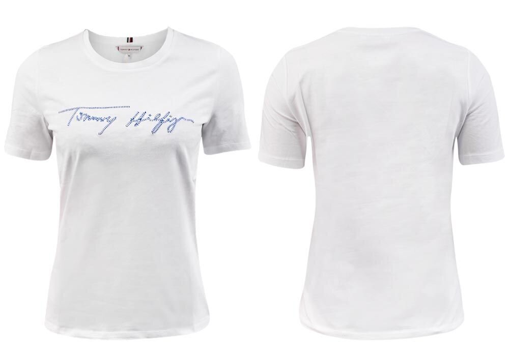 Sieviešu T-krekls Tommy Hilfiger REGULAR SCRIPT OPEN-NK TEE SS WHITE WW0WW29523 YBR 25592 cena un informācija | T-krekli sievietēm | 220.lv