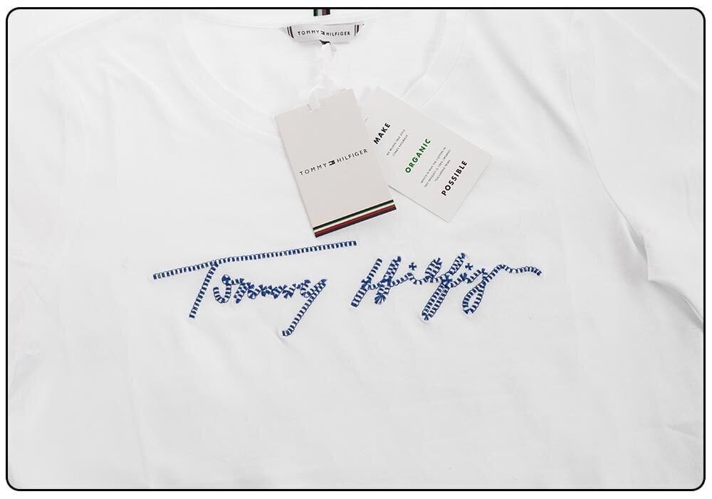 Sieviešu T-krekls Tommy Hilfiger REGULAR SCRIPT OPEN-NK TEE SS WHITE WW0WW29523 YBR 25592 cena un informācija | T-krekli sievietēm | 220.lv