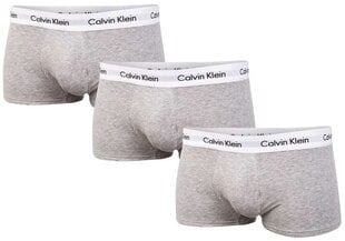 Bokseršorti vīriešiem Calvin Klein LOW RISE TRUNK, 3 gab. GREY U2664G KS0 25871 цена и информация | Мужские трусы | 220.lv