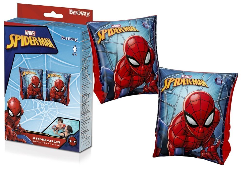 Piepūšamie peldēšanas uzroči Spider Man Bestway, 23x15 cena un informācija | Peldvestes, peldēšanas piedurknes | 220.lv