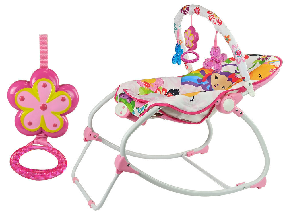 Vibrējošs bērnu sēdeklītis, rozā ar tauriņiem cena un informācija | Bērnu šūpuļkrēsliņi | 220.lv