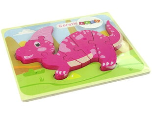 Koka puzle dinozaurs Corythosaurus, rozā cena un informācija | Attīstošās rotaļlietas | 220.lv