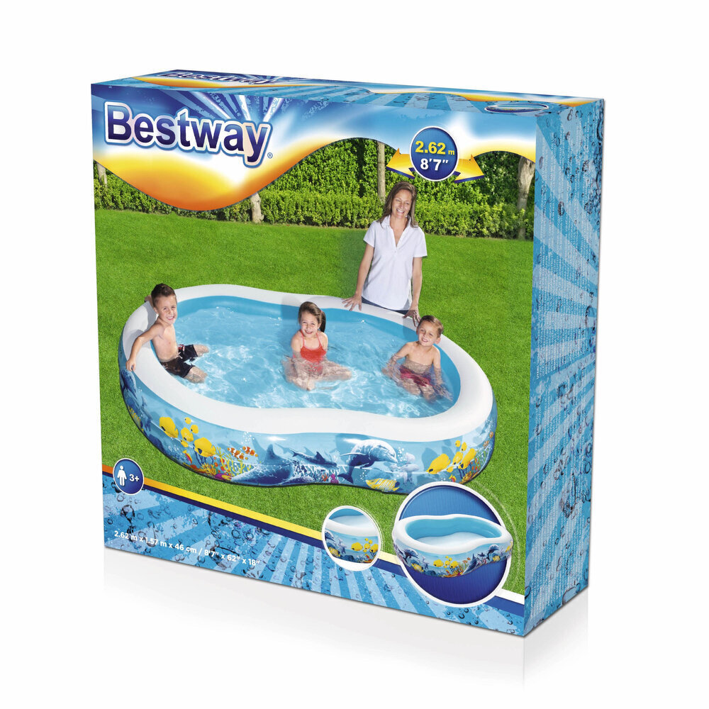 Bestway bērnu piepūšamais baseins ar jūras dzīvniekiem, 262 x 157 x 46 cm cena un informācija | Baseini | 220.lv