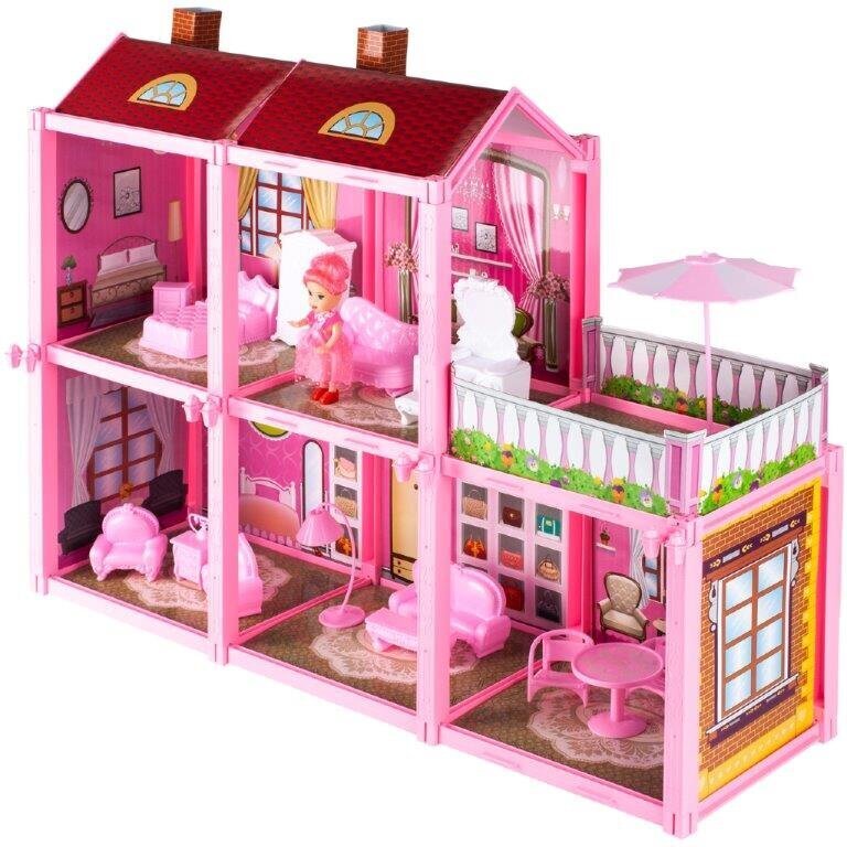 Leļļu namiņš ar mēbelēm un lelli cena un informācija | Rotaļlietas meitenēm | 220.lv