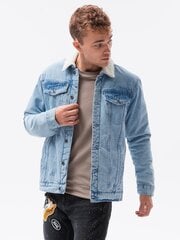 Мужская куртка джинсовая ткань Sherpa Ombre C523, голубой цена и информация | Мужские куртки | 220.lv
