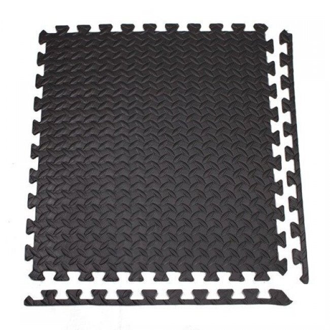 4-u grīdu aizsargājošu paklājiņu komplekts Springos, 60x60x1.2cm, melns cena un informācija | Piederumi un aksesuāri trenažieriem | 220.lv