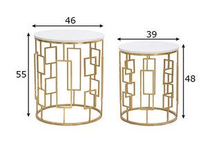Комплект 2-х столиков Glam 46х55, золотистого/белого цвета цена и информация | Журнальные столики | 220.lv