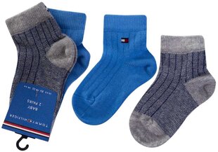 Детские носки Tommy Hilfiger 2 пары, синие/серые, 701210507 003 40514. цена и информация | Носки, колготки для мальчиков | 220.lv