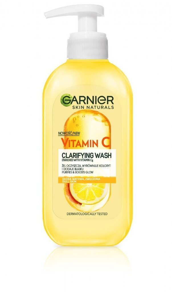Balinošs sejas attīrošs gels Garnier Vitamīns C 200 ml cena un informācija | Sejas ādas kopšana | 220.lv