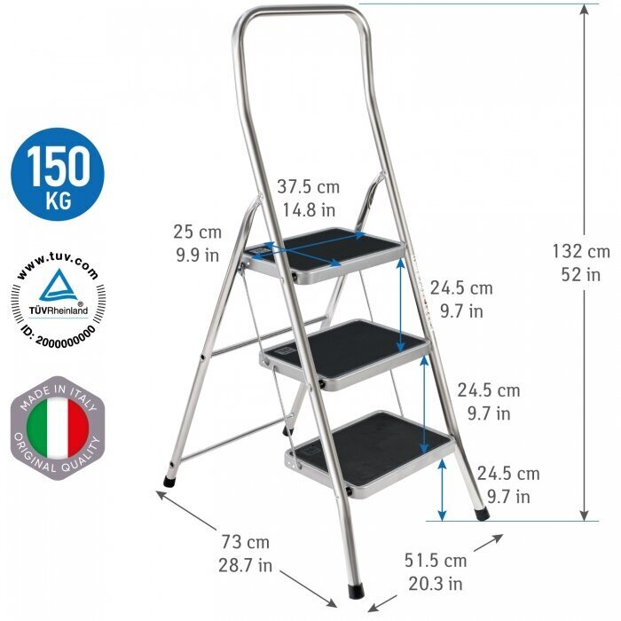 Kāpnes ar 3 pakāpieniem, Tatkraft cena un informācija | Saliekamās kāpnes, celtniecības sastatnes | 220.lv
