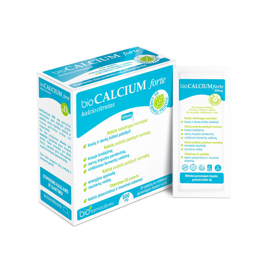 Uztura bagātinātājs, bioCALCIUM forte, 600 mg, N30 cena un informācija | Vitamīni, preparāti, uztura bagātinātāji labsajūtai | 220.lv