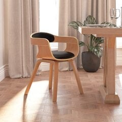 vidaXL virtuves krēsls, liekts koks un melna mākslīgā āda cena un informācija | Virtuves un ēdamistabas krēsli | 220.lv