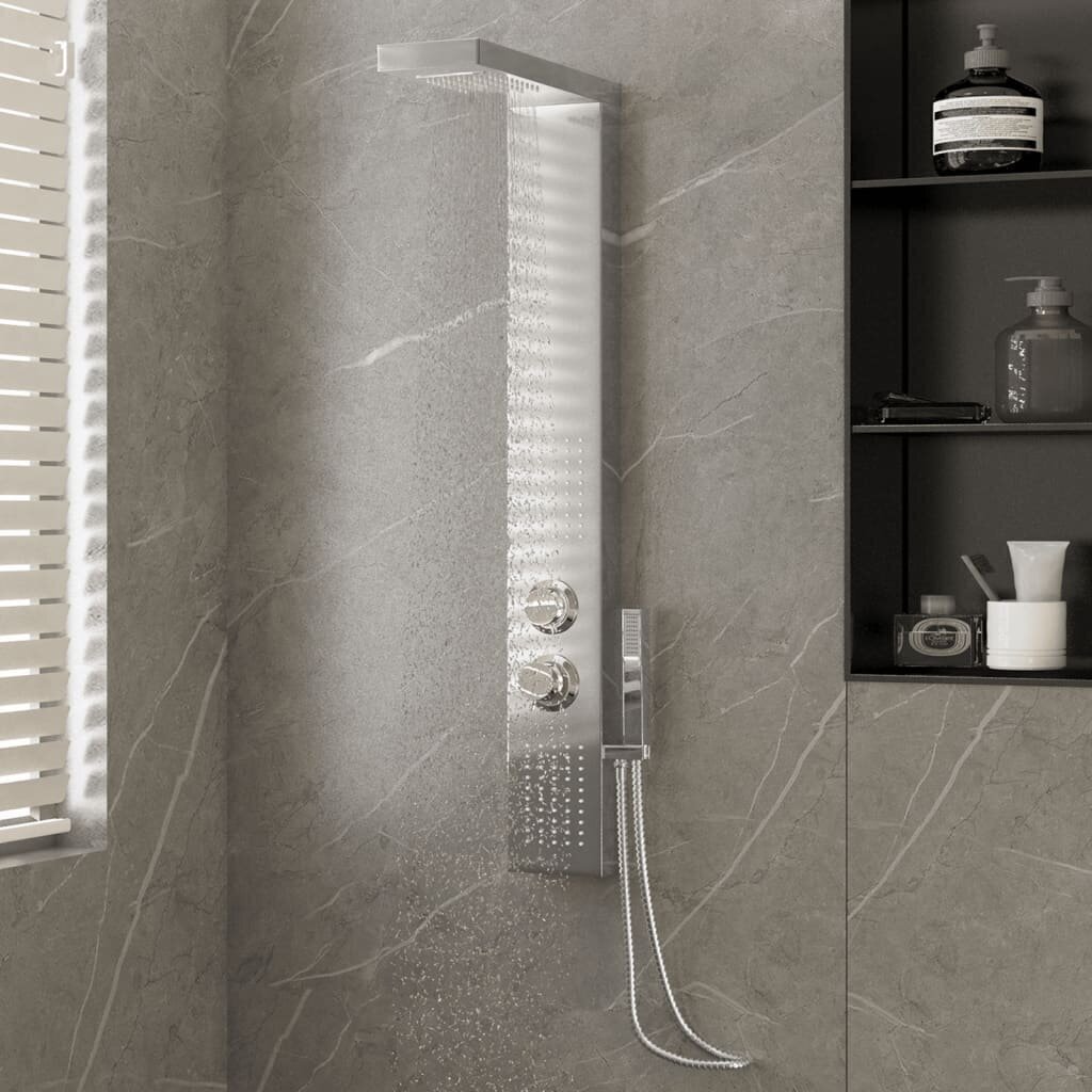 vidaXL dušas sistēma ar paneli, nerūsējošs tērauds, kvadrāta цена и информация | Dušas komplekti un paneļi | 220.lv
