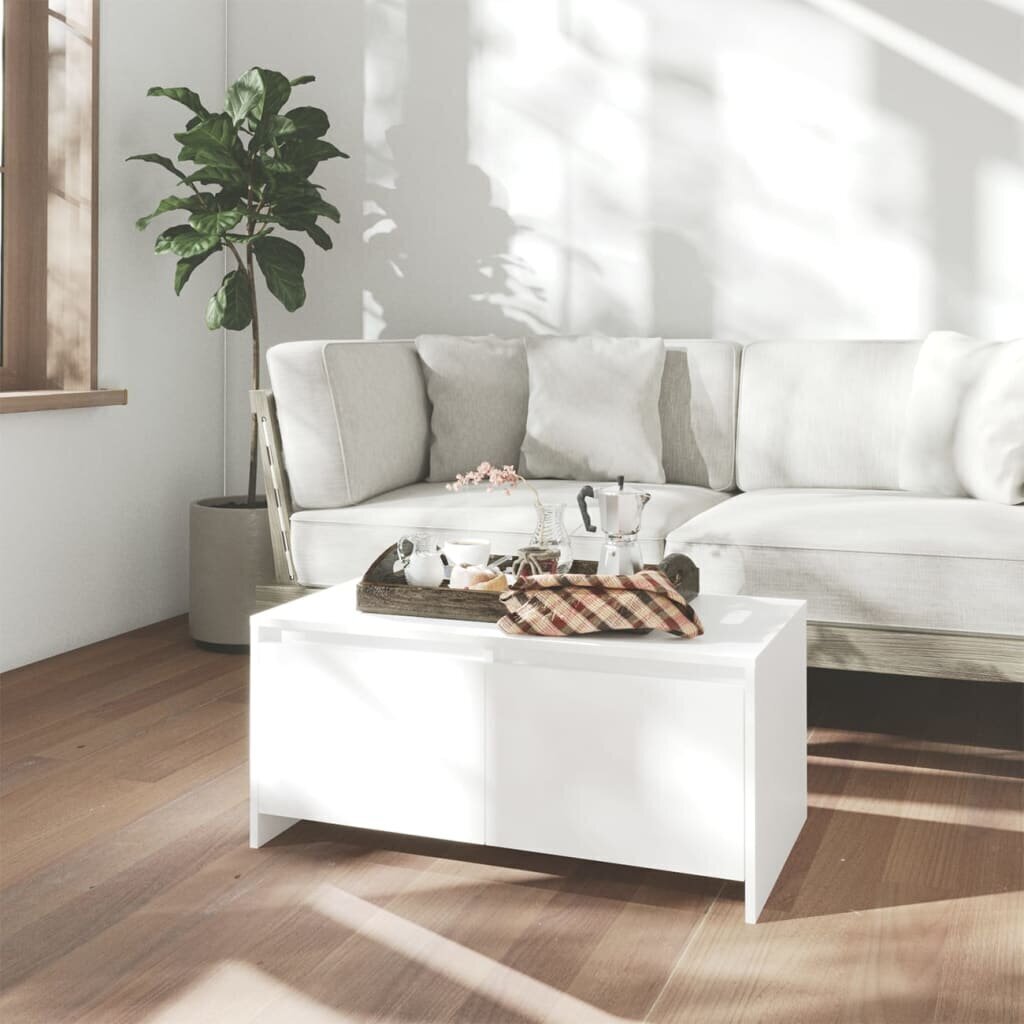 vidaXL kafijas galdiņš, balts, 90x50x41,5 cm, skaidu plāksne cena un informācija | Žurnālgaldiņi | 220.lv