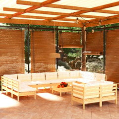 vidaXL 13-daļīgs dārza mēbeļu komplekts ar krēmkrāsas matračiem, priede цена и информация | Комплекты уличной мебели | 220.lv